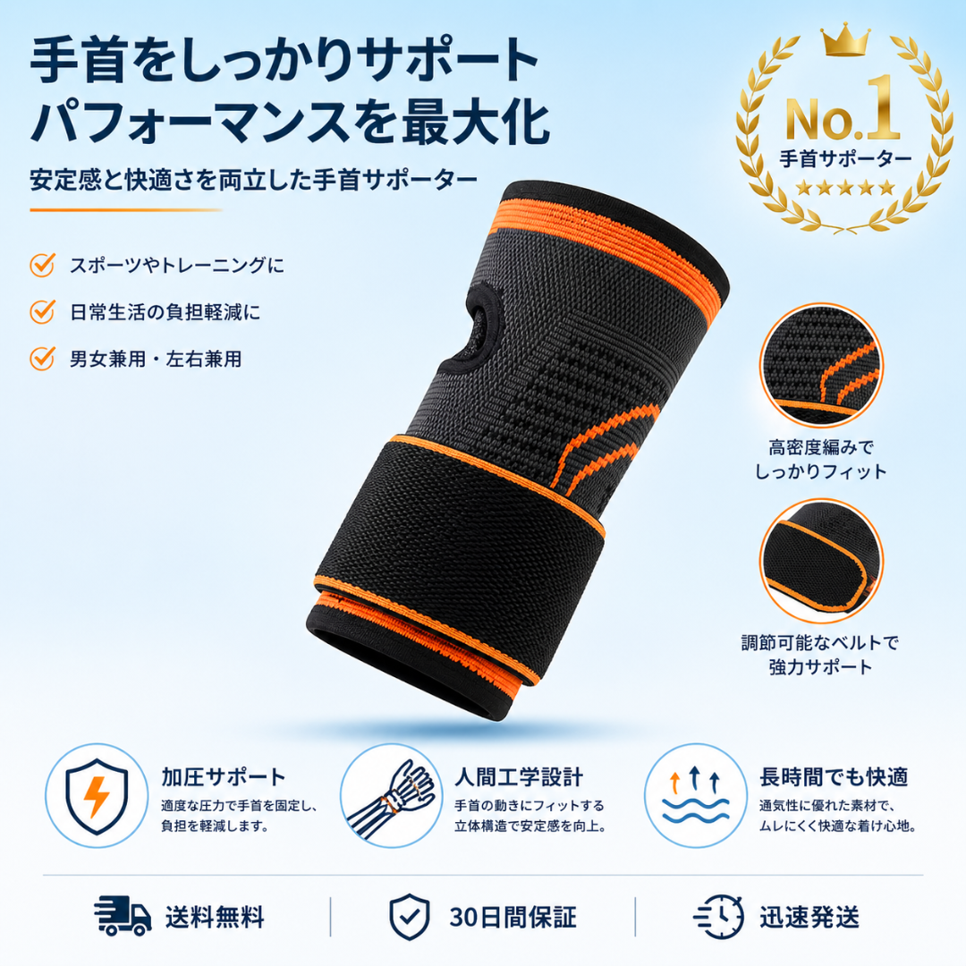 Hey luna 加圧手首サポーター スポーツ バンデージ 男女兼用