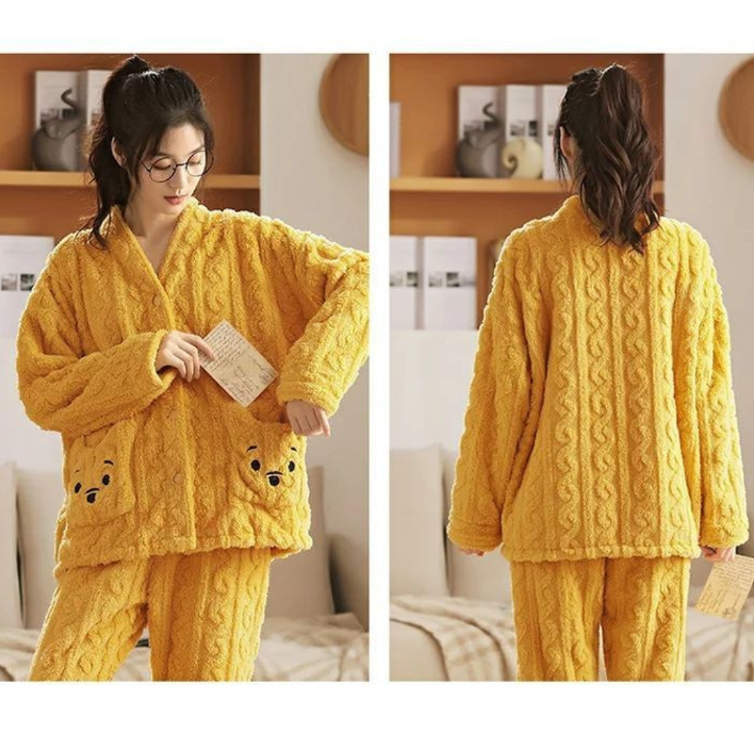 くまポケット付き もこもこコーラルフリースパジャマ