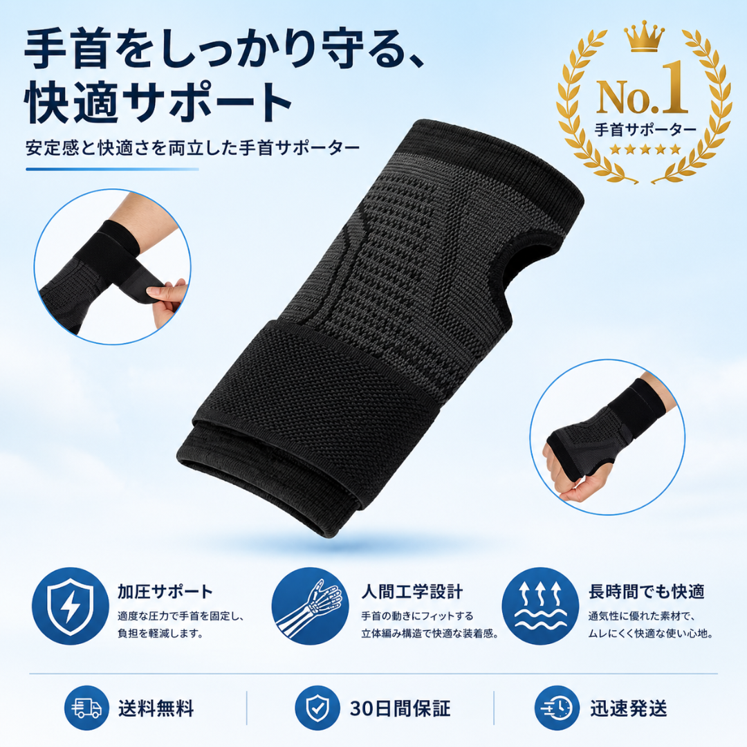 Hey luna 加圧手首サポーター スポーツ バンデージ 男女兼用