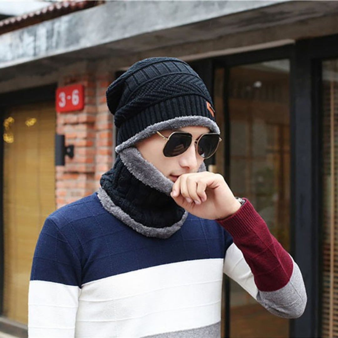 冬用 防寒3点セット（ニット帽・ネックウォーマー・手袋） 裏起毛 / 男女兼用 / 通勤・通学・アウトドア