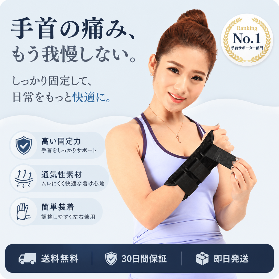 手首をしっかり固定｜腱鞘炎・手根管症候群対応サポーター