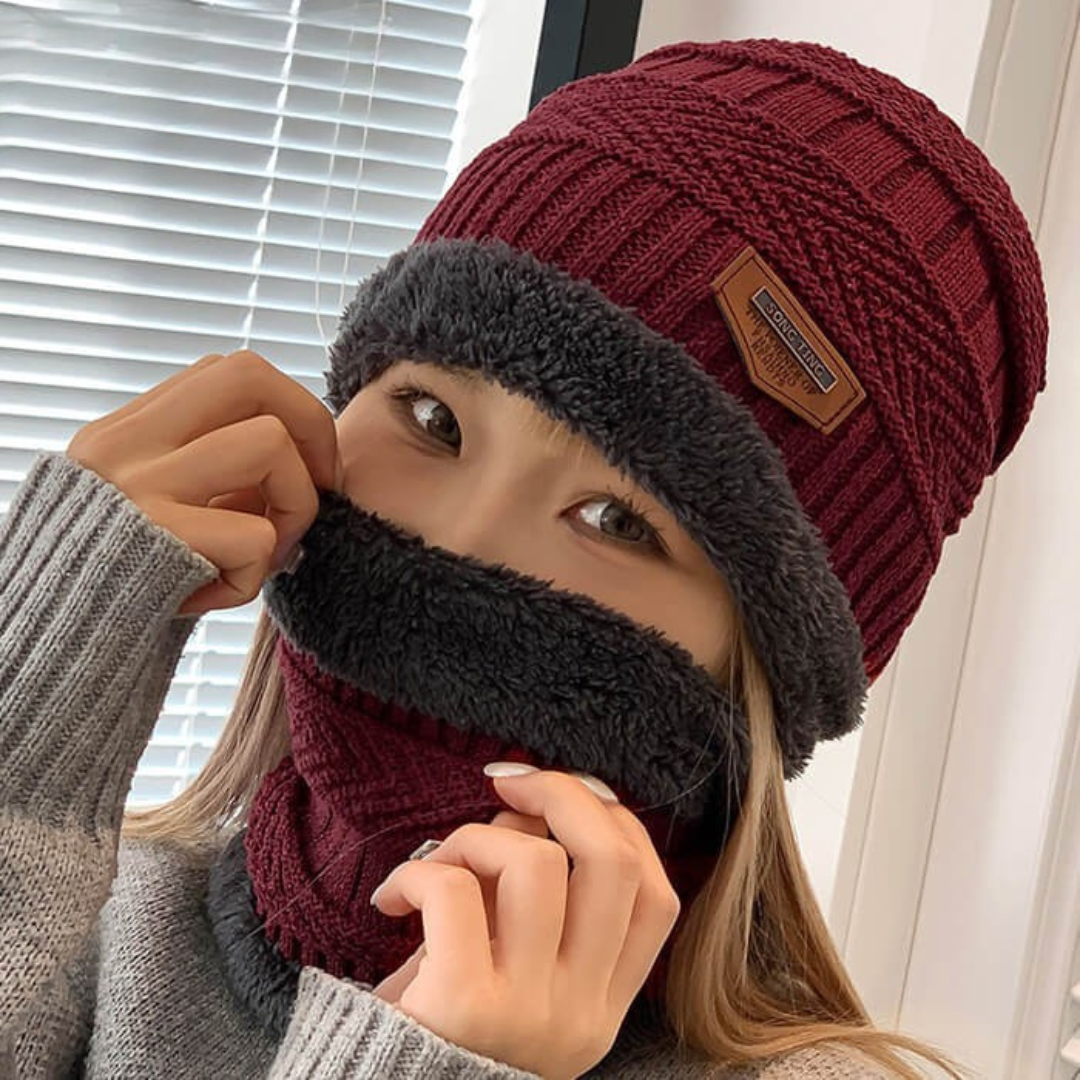 冬用 防寒3点セット（ニット帽・ネックウォーマー・手袋） 裏起毛 / 男女兼用 / 通勤・通学・アウトドア