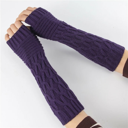 【Hey Luna】ニットアームウォーマー 手首まで暖かい 指なし手袋 フィンガーレス グローブ.