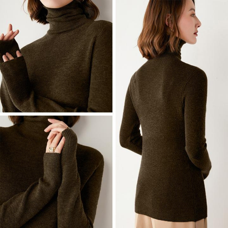 Hey Luna™.   エレガンスリブニット・ハイネックセーター｜秋冬の定番・美シルエット