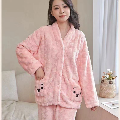 くまポケット付き もこもこコーラルフリースパジャマ