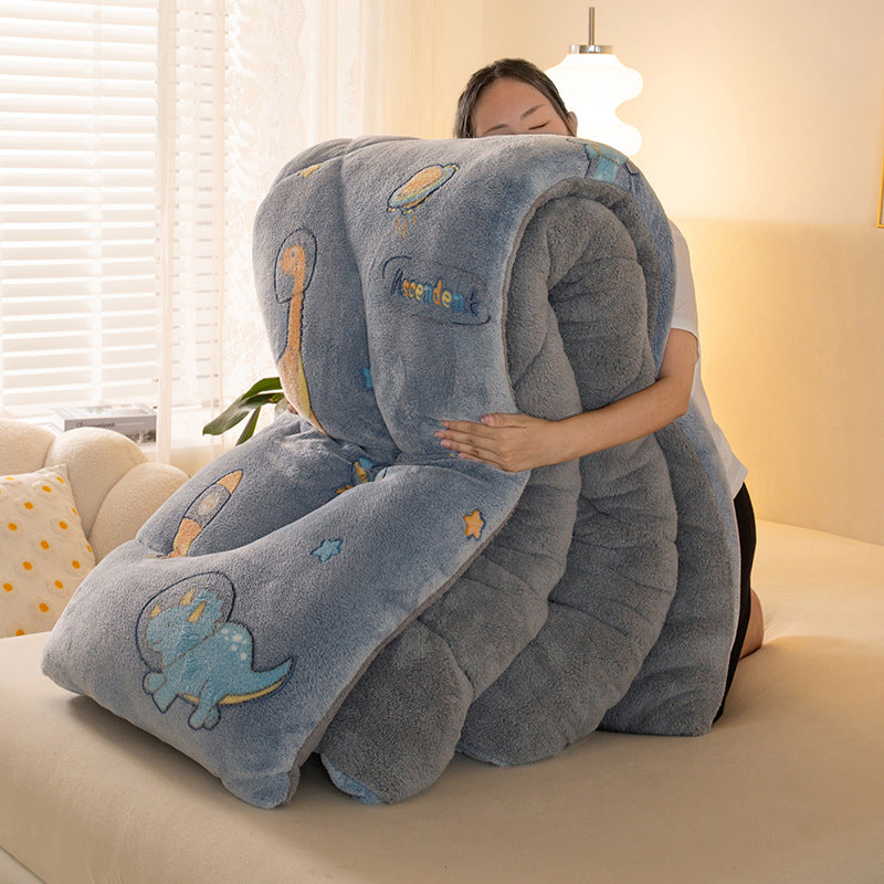 Hey Luna™  寒い夜も、もう怖くない」ふわもこ雪柄コーラルフリース毛布 – 極上のぬくもりをあなたに。