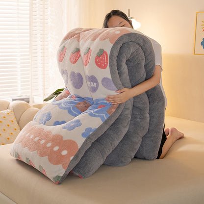 Hey Luna™  寒い夜も、もう怖くない」ふわもこ雪柄コーラルフリース毛布 – 極上のぬくもりをあなたに。