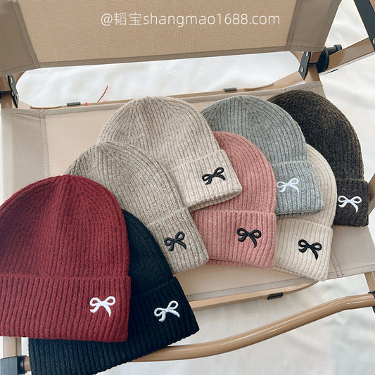 大人可愛いリボンニットキャップ - 冬の通園・お出かけに最適