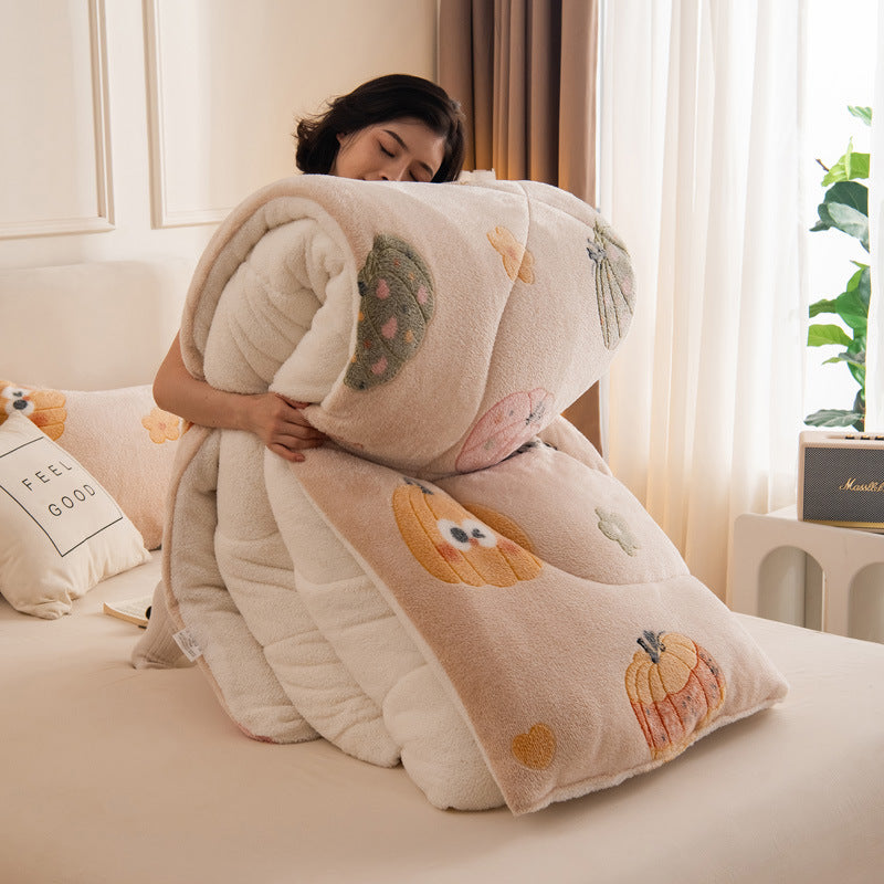 Hey Luna™  寒い夜も、もう怖くない」ふわもこ雪柄コーラルフリース毛布 – 極上のぬくもりをあなたに。