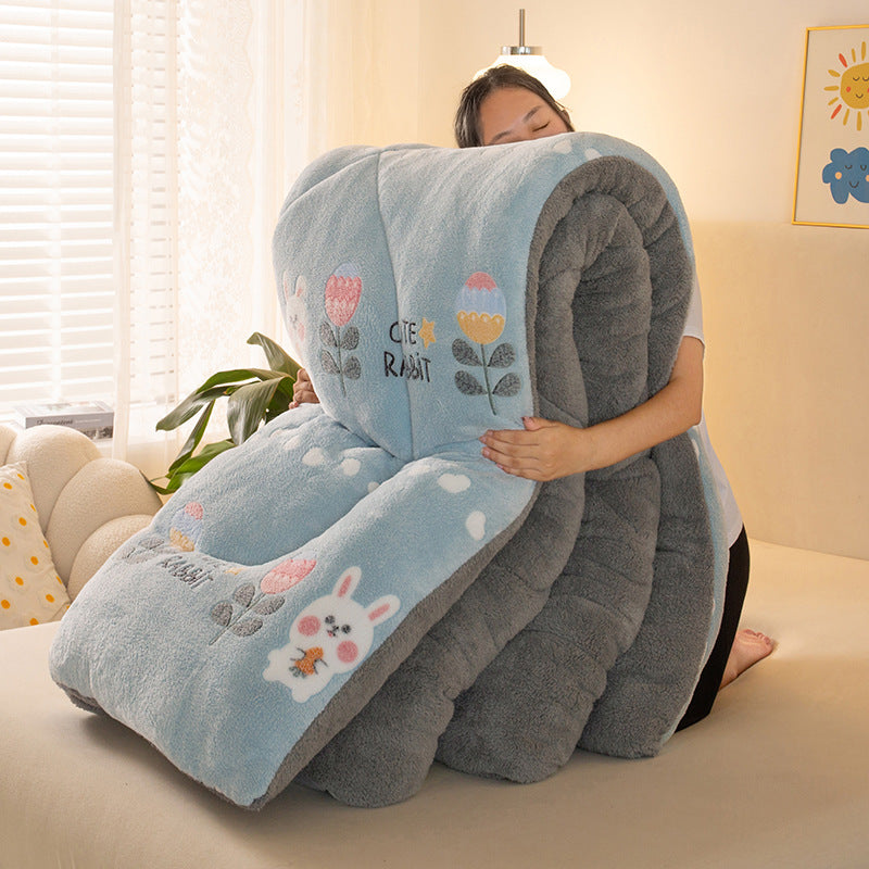 Hey Luna™  寒い夜も、もう怖くない」ふわもこ雪柄コーラルフリース毛布 – 極上のぬくもりをあなたに。