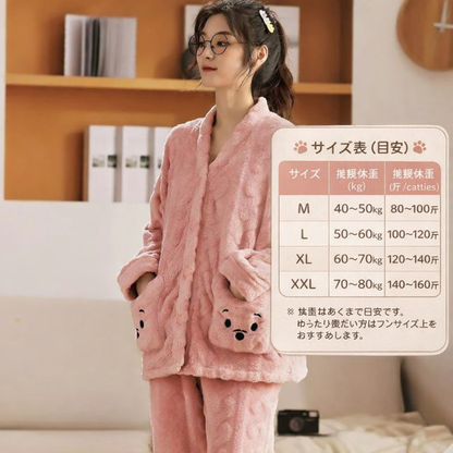 くまポケット付き もこもこコーラルフリースパジャマ